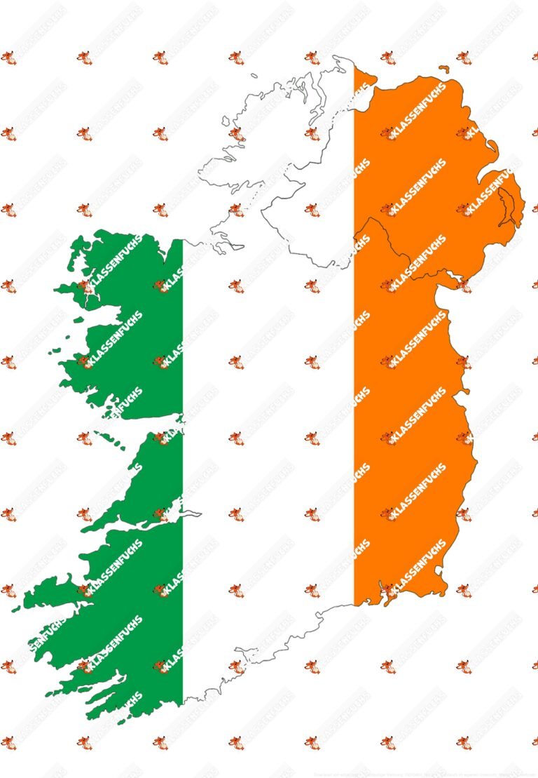 Ireland map – Landkarte – Blanko Vorlage und Shape für eigene Arbeitsblätter